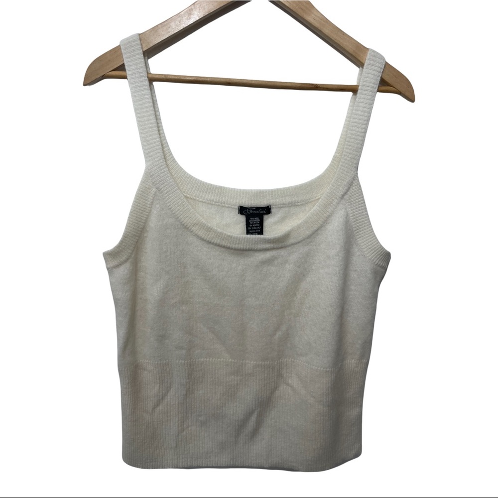 FREDINI SOFT IVORY WOOL ANGORA CROPPED LUXURIOUS TANK SWEATER SIZE LARGE